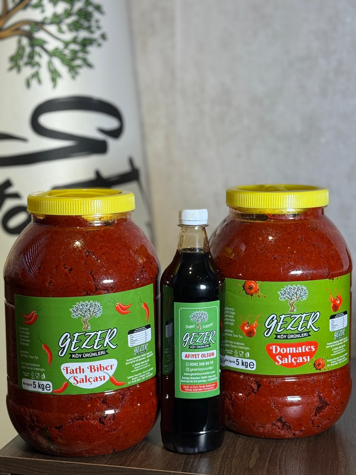 5KG TATLI BİBER SALÇASI-5 KG DOMATES SALÇASI-1 KG NAR EKŞİSİ